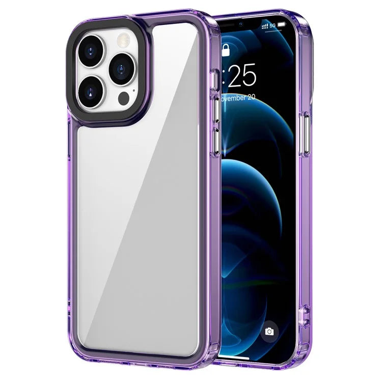 For iPhone 12 Pro Max Clear Case PC+TPU Phone Cover 1.5mm Ultra-thin Purple