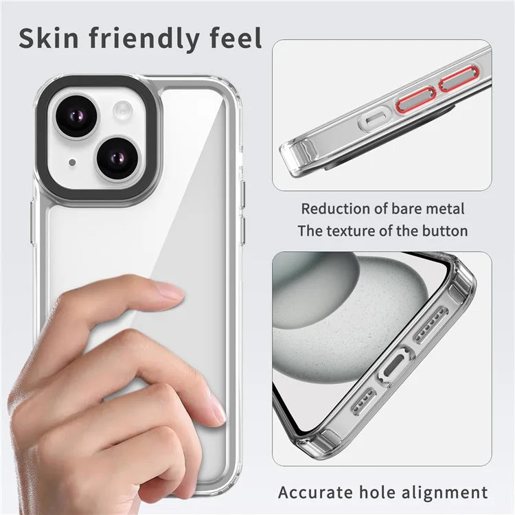 For iPhone 15 Case Clear PC Back TPU Bumper Protective Phone Cover