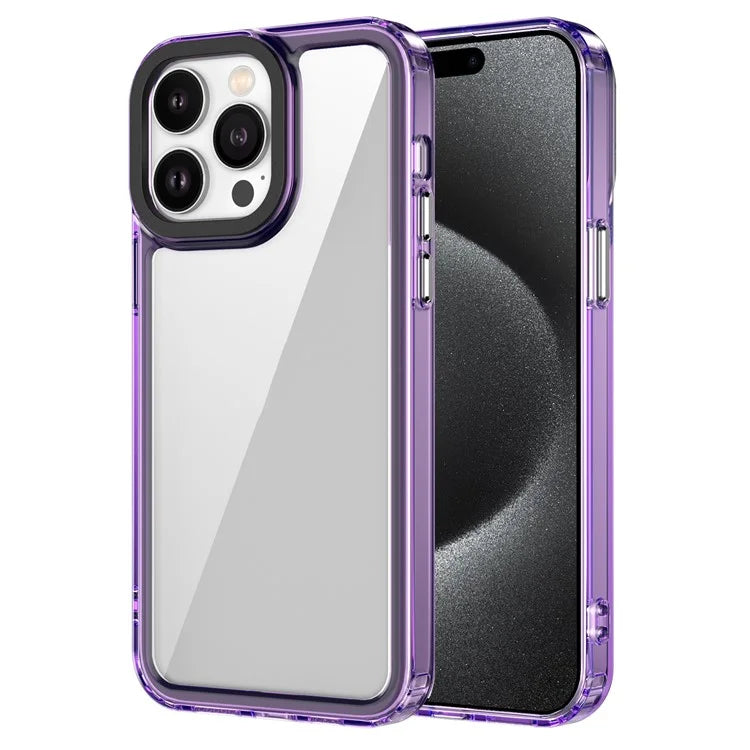For iPhone 14 Pro Max Case HD Clear PC+TPU Mobile Phone Back Cover Purple