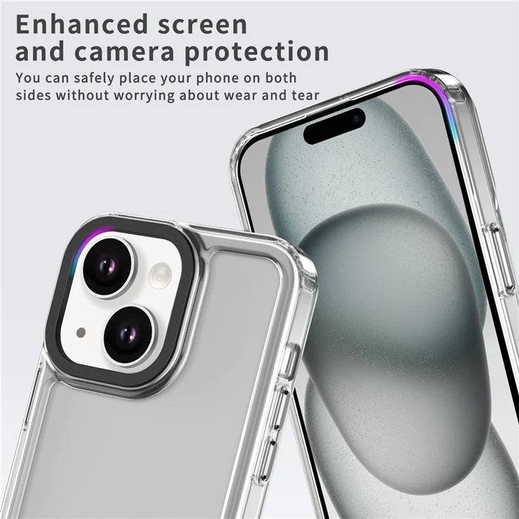 For iPhone 15 Plus Case TPU Frame Transparent PC Back Phone Cover