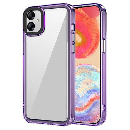 For Samsung Galaxy A04e 4G / M04 4G / F04 4G Case Crystal Clear PC+TPU Anti-Scratch Phone Cover Purple