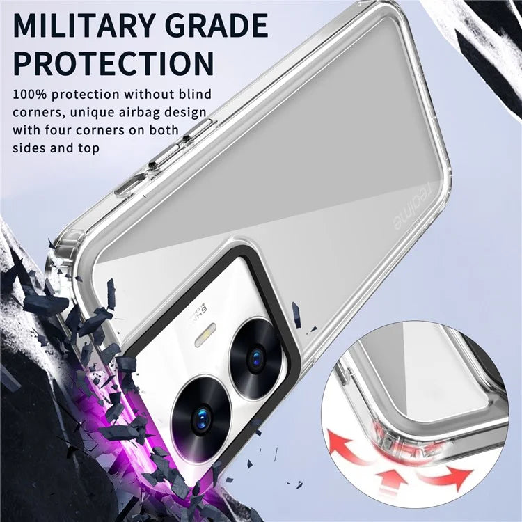For Realme C55 Clear Case PC+TPU Military Grade Protection Phone Protector
