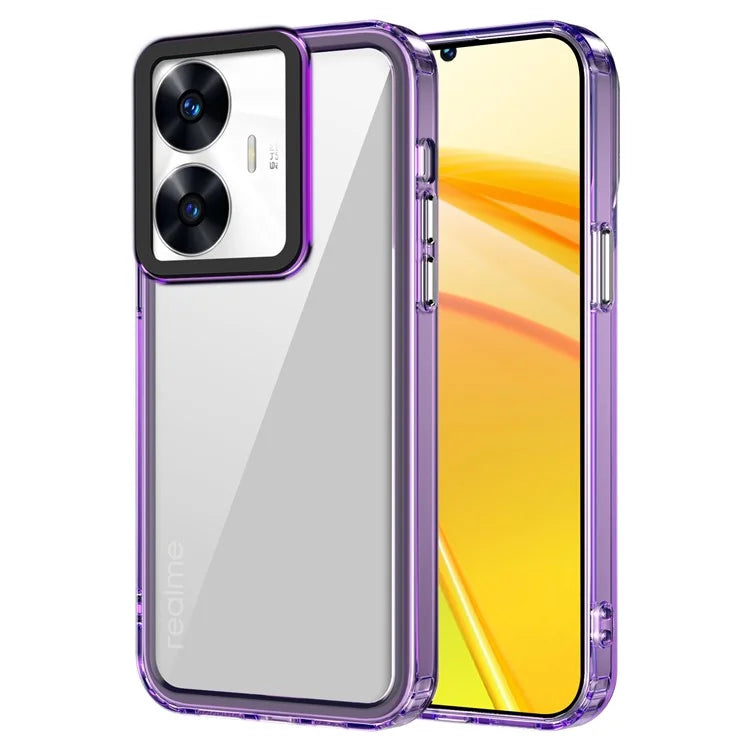 For Realme C55 Clear Case PC+TPU Military Grade Protection Phone Protector Purple