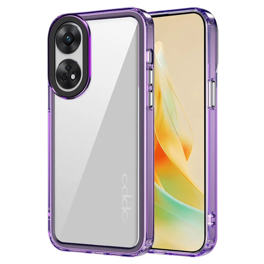 For Oppo Reno8 T 4G Clear PC+TPU Phone Case Anti-Scratch Phone Cover Purple