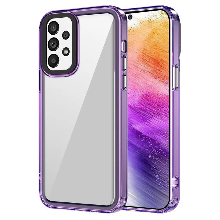 For Samsung Galaxy A73 5G Case PC+TPU 2 in 1 Crystal Clear Phone Cover Purple