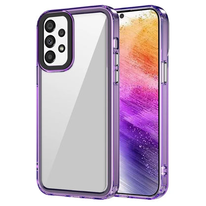 For Samsung Galaxy A73 5G Case PC+TPU 2 in 1 Crystal Clear Phone Cover Purple