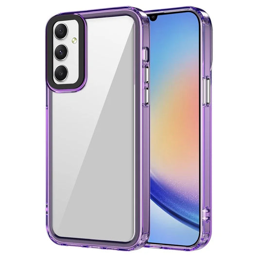 For Samsung Galaxy A34 5G Protective Cases PC+TPU Crystal Clear Phone Cover Purple
