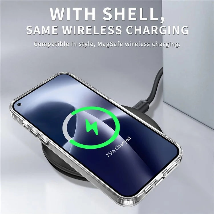 For OnePlus Nord 2T 5G Clear Case PC+TPU Phone Protective Shell Support Wireless Charging
