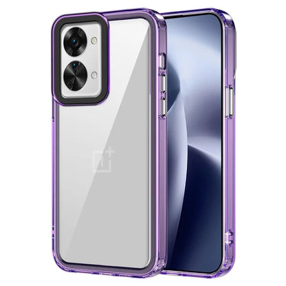 For OnePlus Nord 2T 5G Clear Case PC+TPU Phone Protective Shell Support Wireless Charging Purple