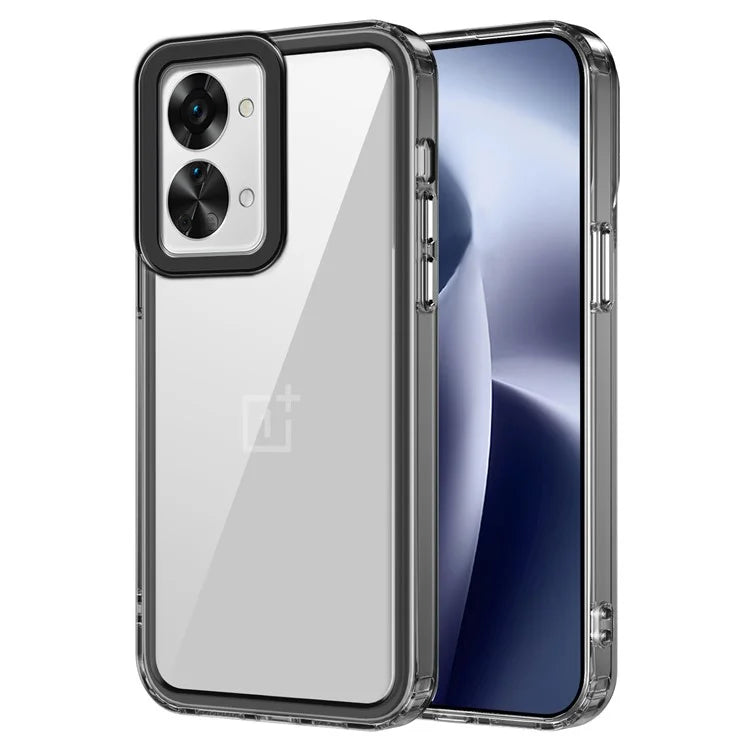 For OnePlus Nord 2T 5G Clear Case PC+TPU Phone Protective Shell Support Wireless Charging Black