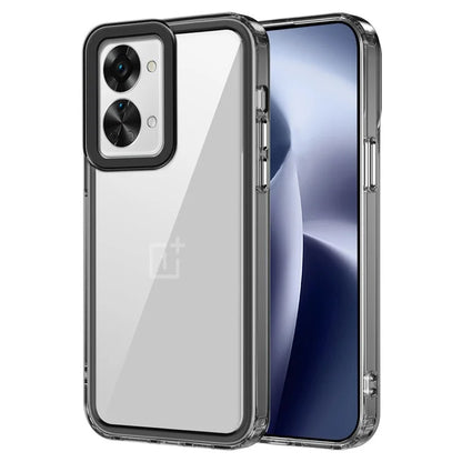 For OnePlus Nord 2T 5G Clear Case PC+TPU Phone Protective Shell Support Wireless Charging Black