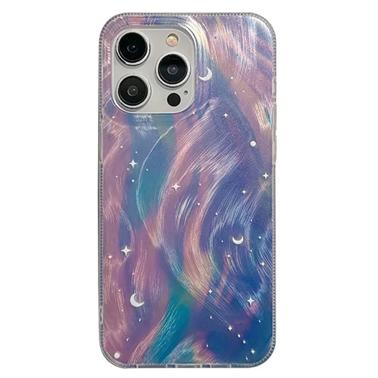 For iPhone 14 Pro Max Case Gradient Starry Silver TPU+Acrylic Phone Cover Protector