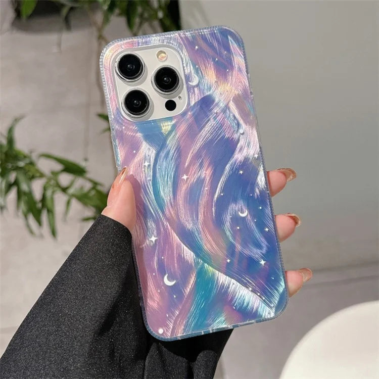 For iPhone 14 Pro Max Case Gradient Starry Silver TPU+Acrylic Phone Cover Protector
