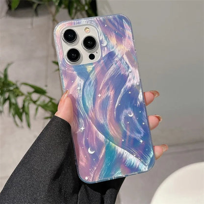 For iPhone 14 Pro Case TPU+Acrylic Phone Cover Starry Silver Feather Fox Tail Pattern