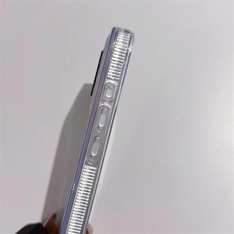 For iPhone 14 Pro Case TPU+Acrylic Phone Cover Starry Silver Feather Fox Tail Pattern