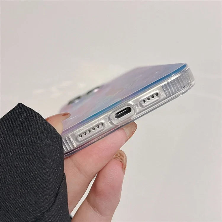 For iPhone 14 Pro Case TPU+Acrylic Phone Cover Starry Silver Feather Fox Tail Pattern