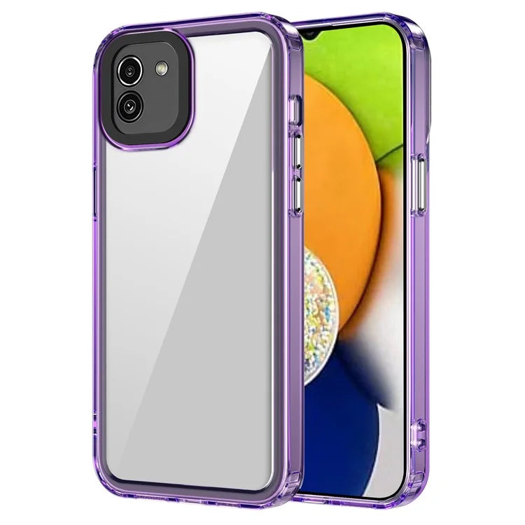 For Samsung Galaxy A03 (164.2 x 75.9 x 9.1mm) Clear Case PC+TPU Anti-scratch Phone Cover Purple