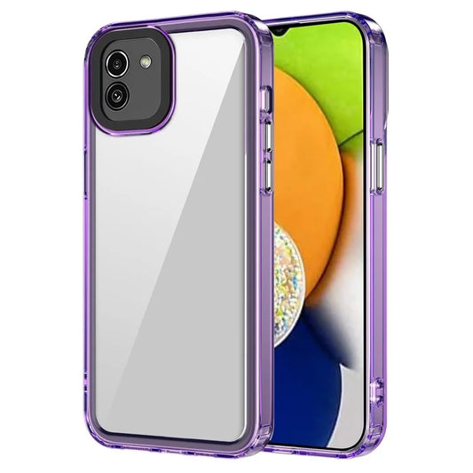 For Samsung Galaxy A03 (164.2 x 75.9 x 9.1mm) Clear Case PC+TPU Anti-scratch Phone Cover Purple