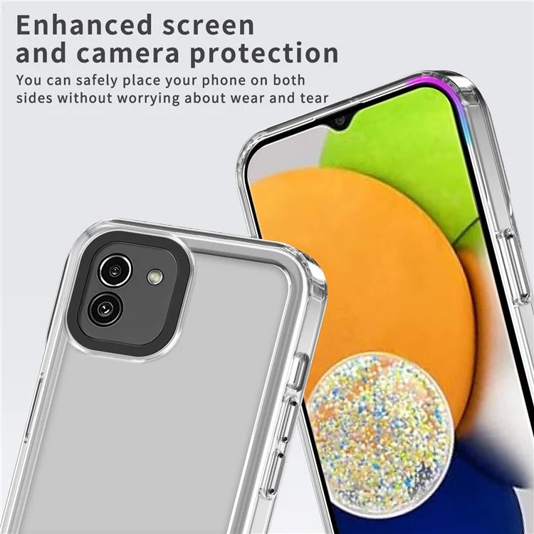For Samsung Galaxy A03 (164.2 x 75.9 x 9.1mm) Clear Case PC+TPU Anti-scratch Phone Cover Purple