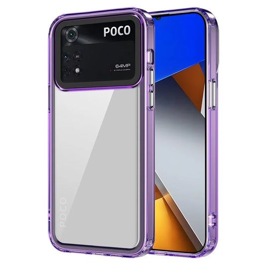 For Xiaomi Poco M4 Pro 4G Shockproof Case PC+TPU Clear Phone Cases Purple