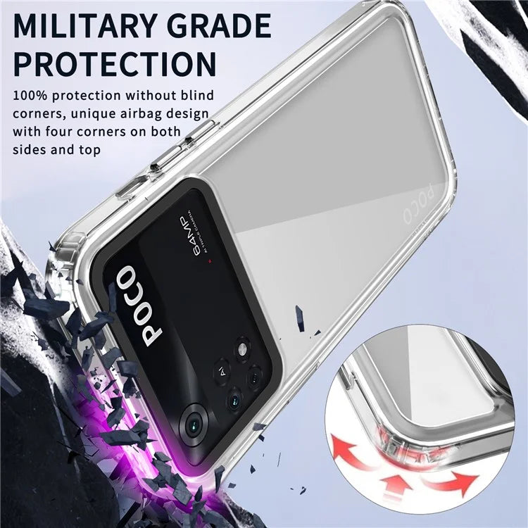 For Xiaomi Poco M4 Pro 4G Shockproof Case PC+TPU Clear Phone Cases Black