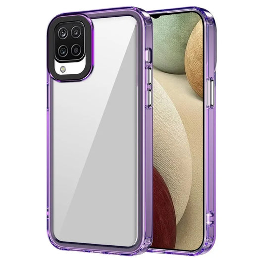 For Samsung Galaxy A12 / M12 Case PC+TPU Anti-drop Phone Cover HD Clear Purple