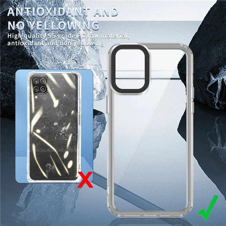 For Samsung Galaxy A12 / M12 Case PC+TPU Anti-drop Phone Cover HD Clear Purple