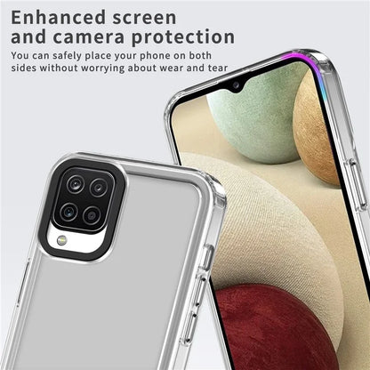 For Samsung Galaxy A12 / M12 Case PC+TPU Anti-drop Phone Cover HD Clear Purple