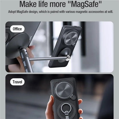 NILLKIN CamShield Prop Magnetic Series for Xiaomi 14 Ultra Case PC+TPU Phone Cover with Camera Cover / Kickstand