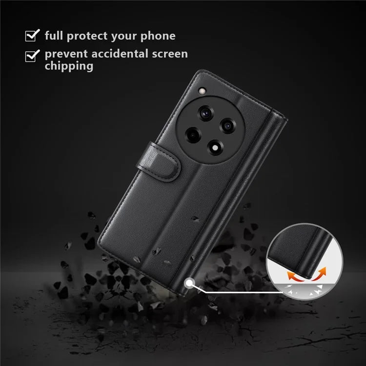 For OnePlus 12R 5G / Ace 3 5G Case Shockproof Genuine Split Leather Phone Cover