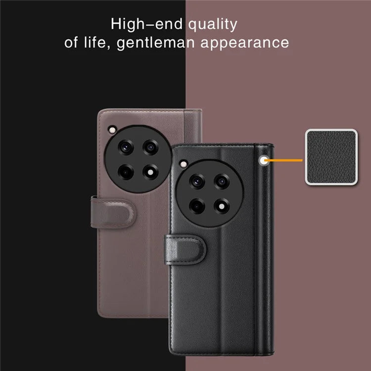 For OnePlus 12R 5G / Ace 3 5G Case Shockproof Genuine Split Leather Phone Cover