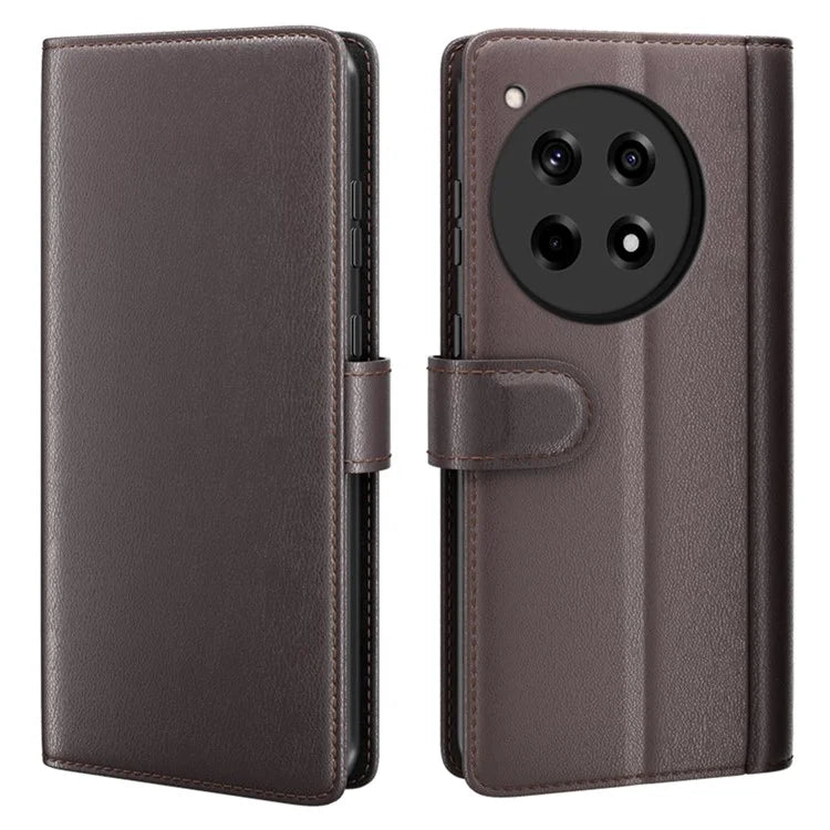 For OnePlus 12R 5G / Ace 3 5G Case Shockproof Genuine Split Leather Phone Cover