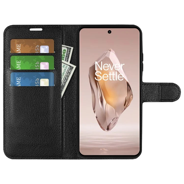 For OnePlus 12R 5G / Ace 3 5G Case Litchi Texture Leather Wallet Flip Cover