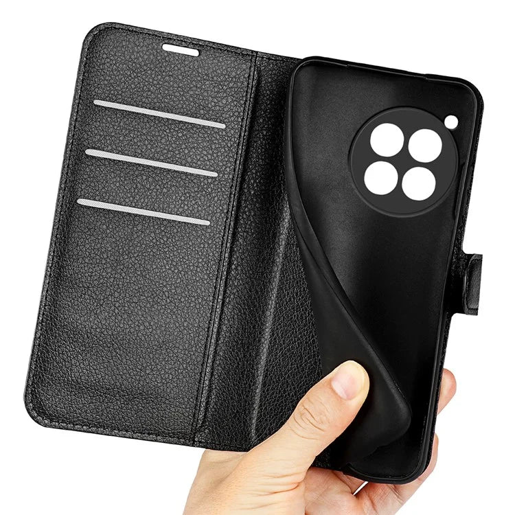 For OnePlus 12R 5G / Ace 3 5G Case Litchi Texture Leather Wallet Flip Cover