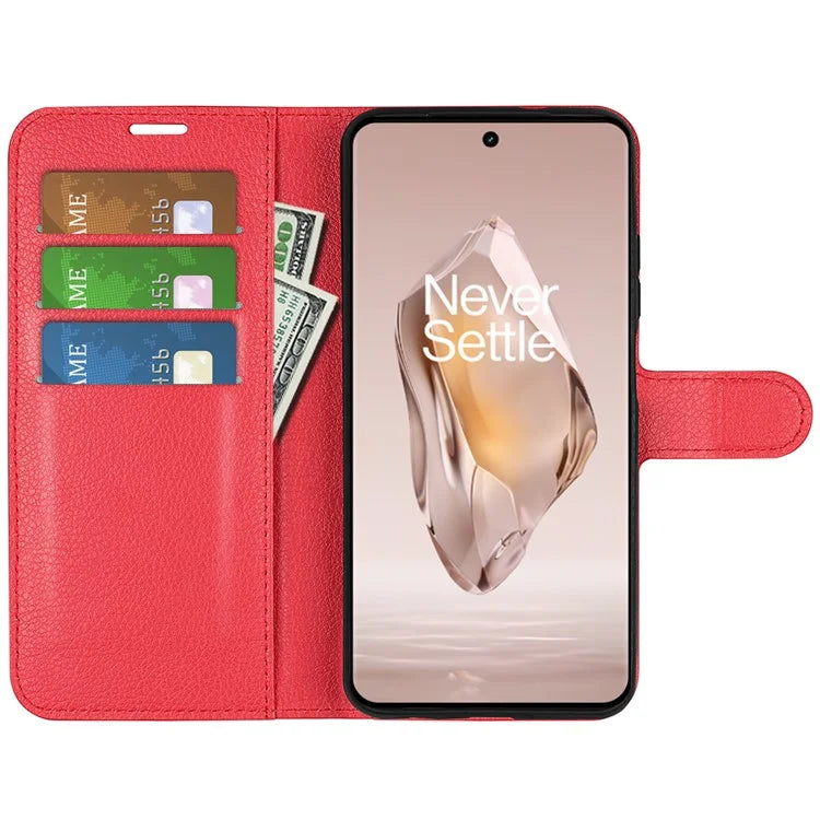 For OnePlus 12R 5G / Ace 3 5G Case Litchi Texture Leather Wallet Flip Cover