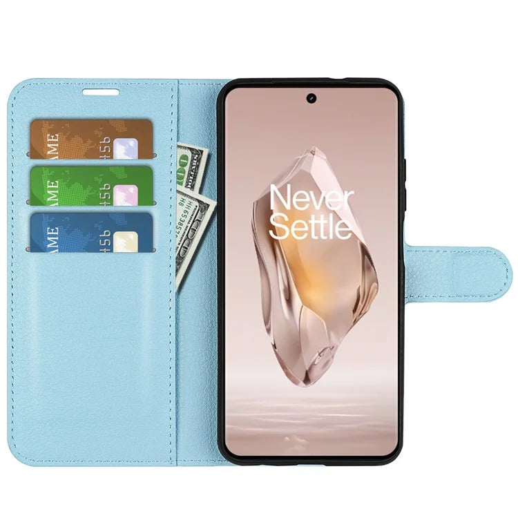 For OnePlus 12R 5G / Ace 3 5G Case Litchi Texture Leather Wallet Flip Cover