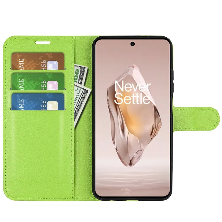 For OnePlus 12R 5G / Ace 3 5G Case Litchi Texture Leather Wallet Flip Cover