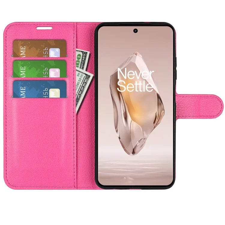 For OnePlus 12R 5G / Ace 3 5G Case Litchi Texture Leather Wallet Flip Cover
