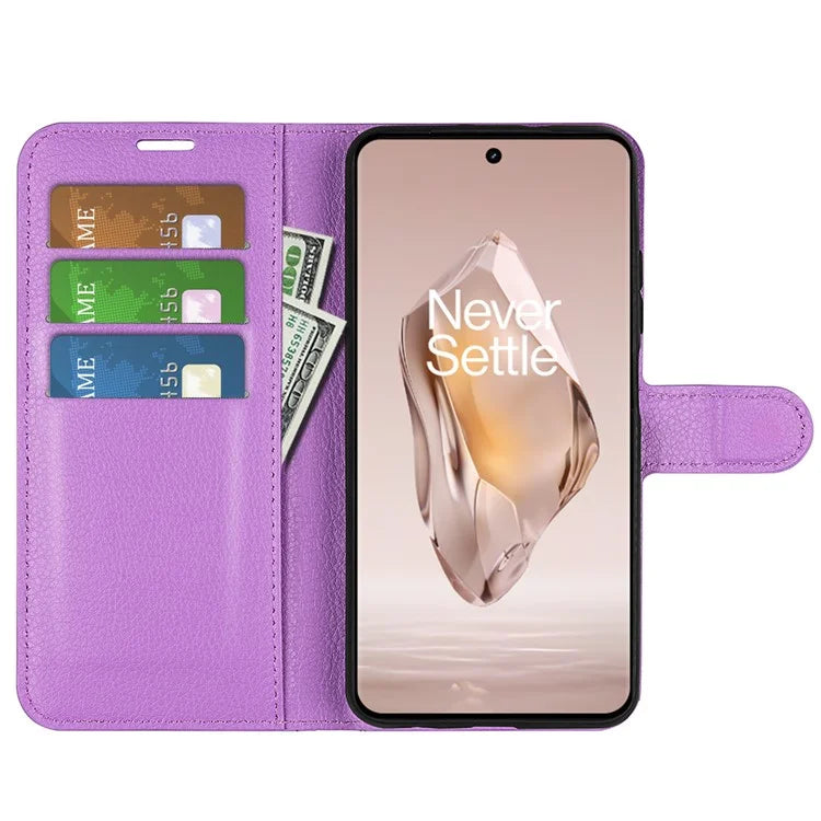 For OnePlus 12R 5G / Ace 3 5G Case Litchi Texture Leather Wallet Flip Cover