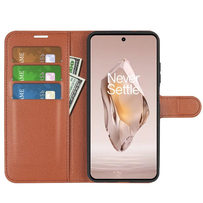 For OnePlus 12R 5G / Ace 3 5G Case Litchi Texture Leather Wallet Flip Cover