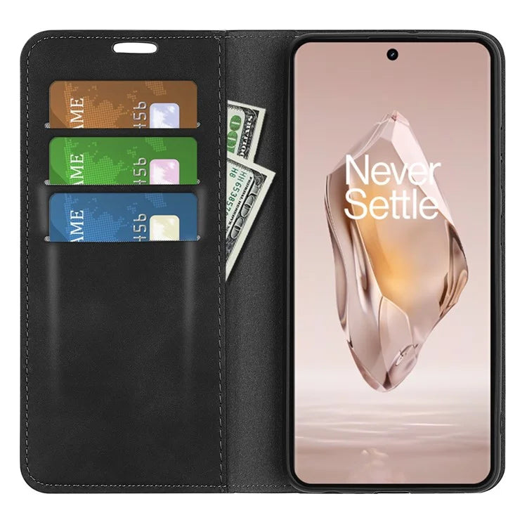 For OnePlus 12R 5G / Ace 3 5G Case PU Leather Wallet Phone Cover Auto-absorbed