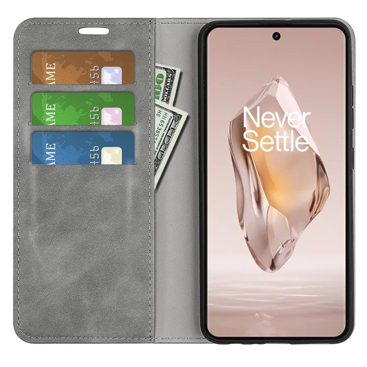 For OnePlus 12R 5G / Ace 3 5G Case PU Leather Wallet Phone Cover Auto-absorbed
