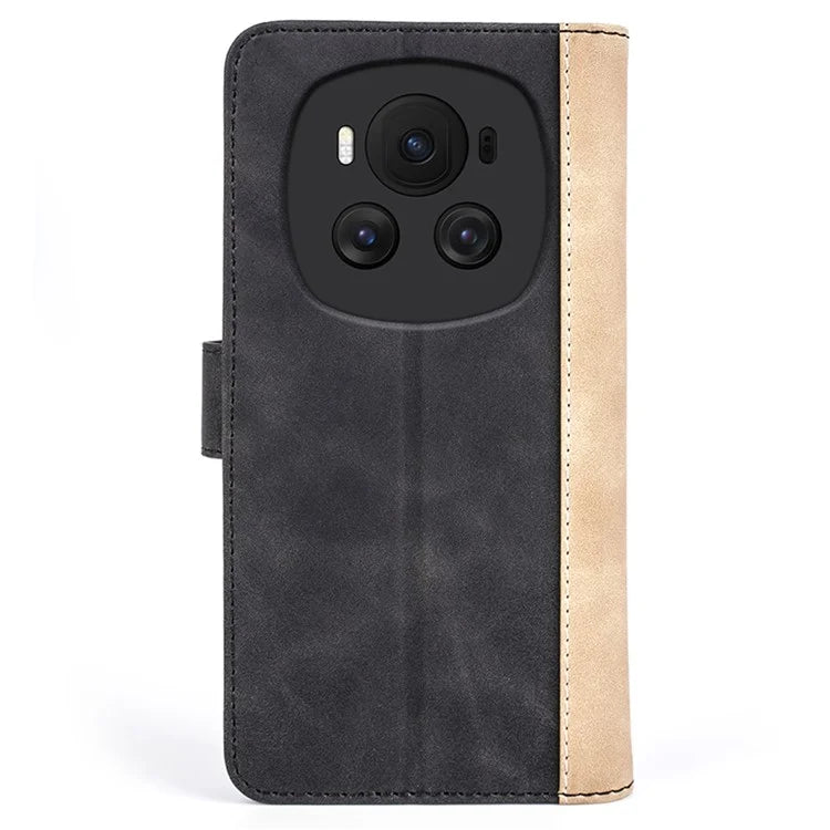 For Honor Magic6 5G Shockproof Case PU Leather Color Splicing Wallet Phone Cover