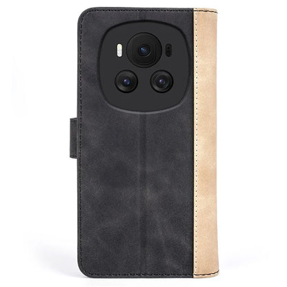 For Honor Magic6 5G Shockproof Case PU Leather Color Splicing Wallet Phone Cover