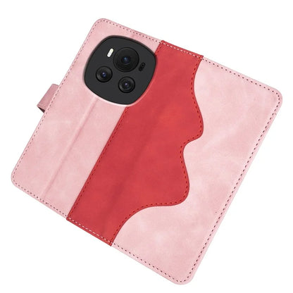 For Honor Magic6 5G Shockproof Case PU Leather Color Splicing Wallet Phone Cover