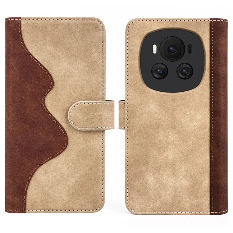 For Honor Magic6 5G Shockproof Case PU Leather Color Splicing Wallet Phone Cover