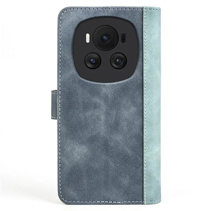 For Honor Magic6 5G Shockproof Case PU Leather Color Splicing Wallet Phone Cover
