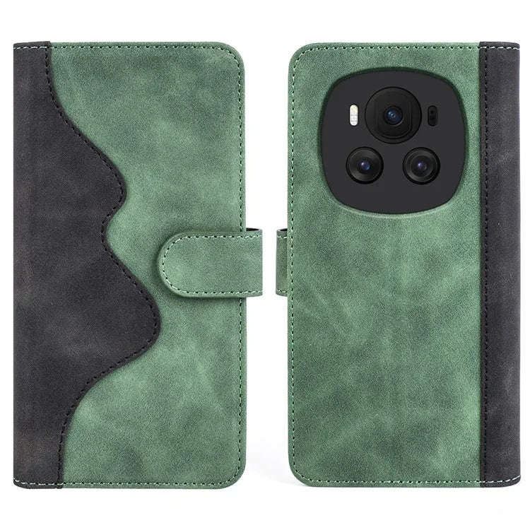 For Honor Magic6 5G Shockproof Case PU Leather Color Splicing Wallet Phone Cover