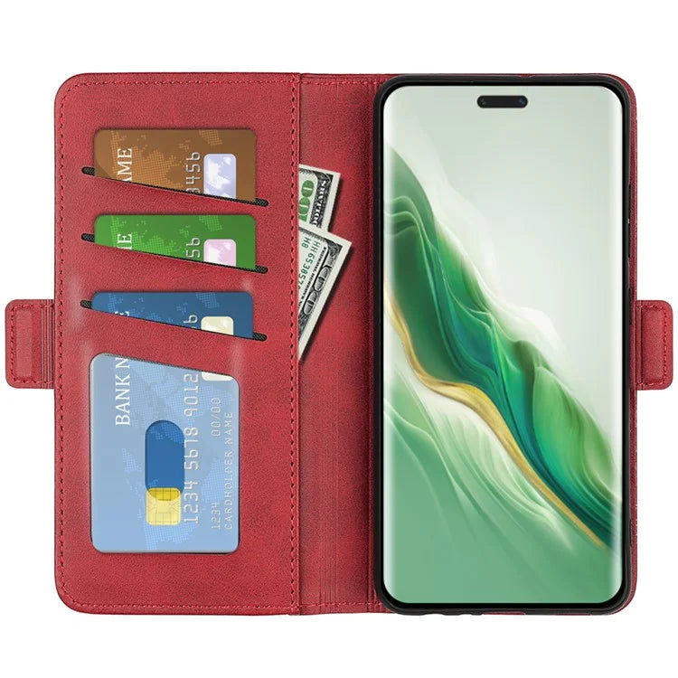 For Honor Magic6 5G Case Dual Magnetic Clasp Folio Leather Cell Phone Cover