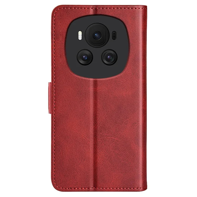 For Honor Magic6 5G Case Dual Magnetic Clasp Folio Leather Cell Phone Cover